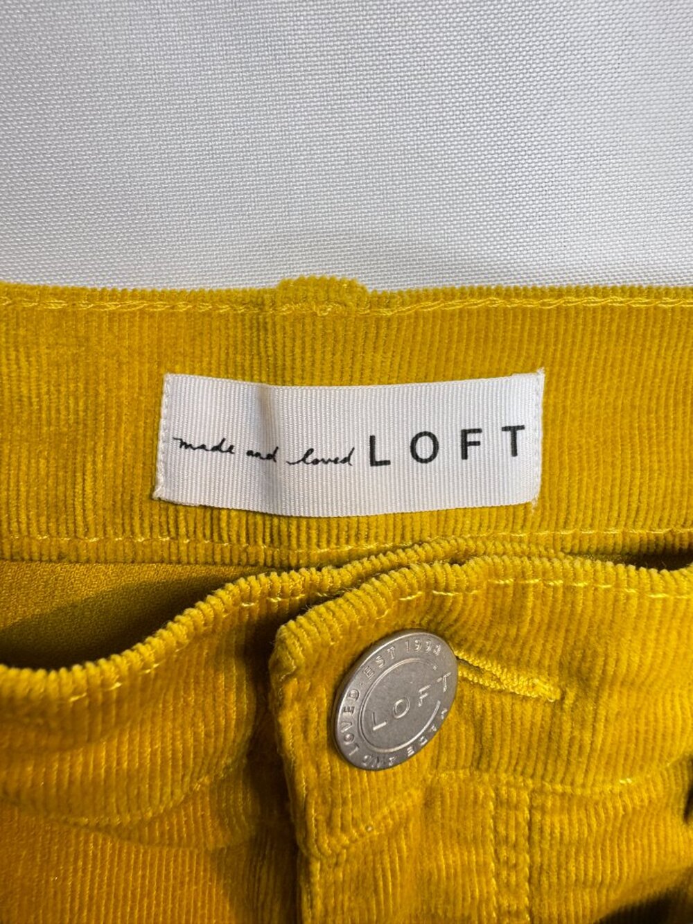 LOFT Mustard Yellow High-Waisted Skinny Corduroy Pants - Picture 2 of 8